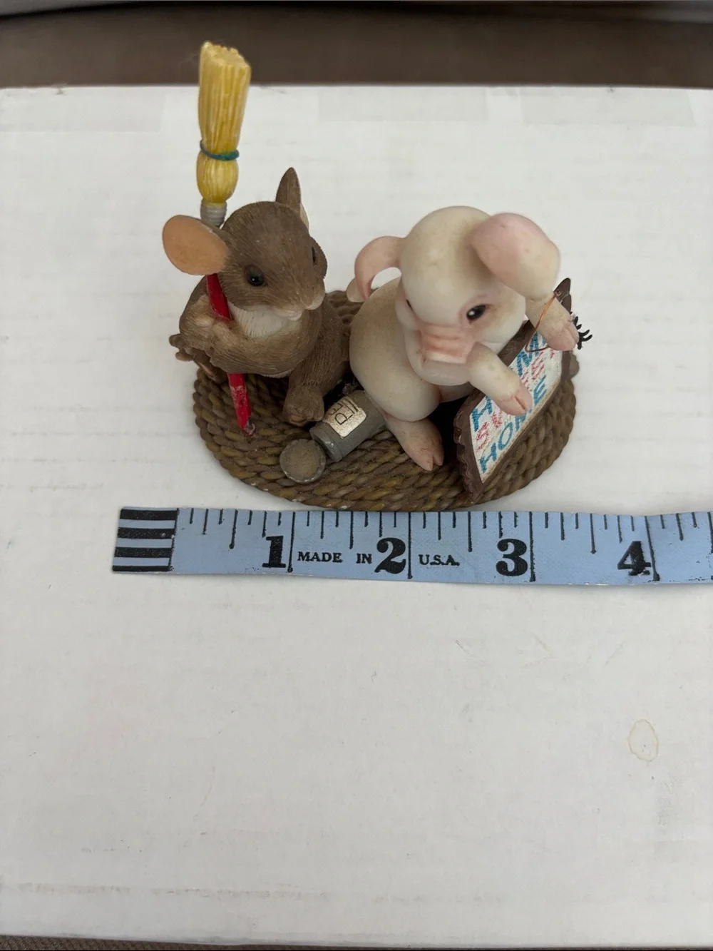Pink Pig & Brown Mouse 'Home Sweet Home' Figurine - Ceramic Accent